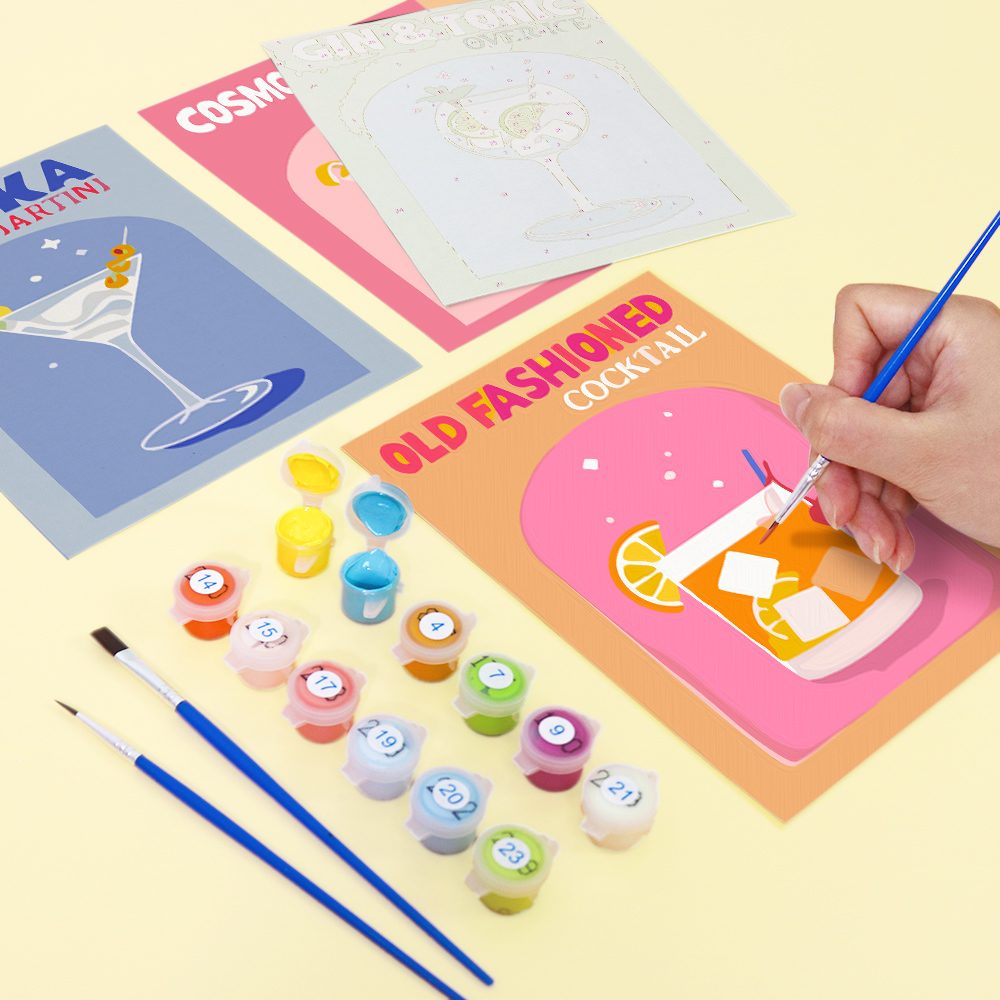 6 Mini Paintings - Colorful Cocktail Set