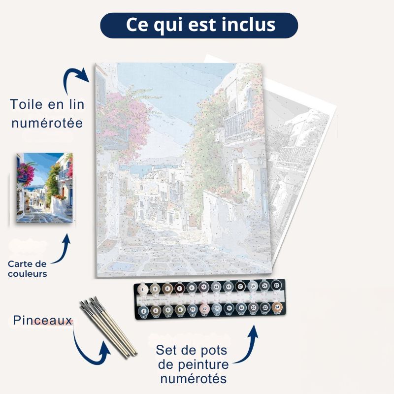 Peinture par numéro - Ruelle en Grèce