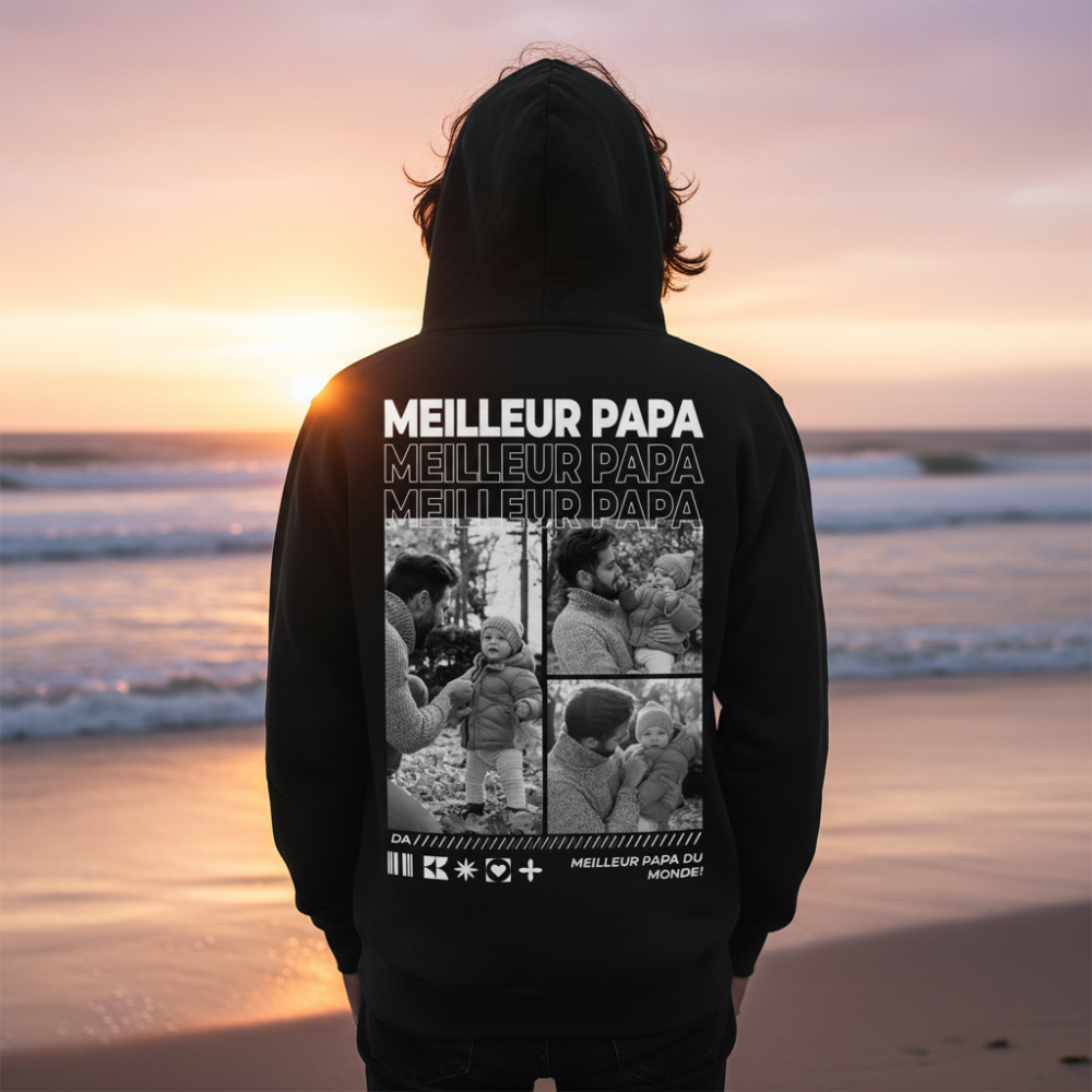 Sweat personnalisé avec photos « Papa »