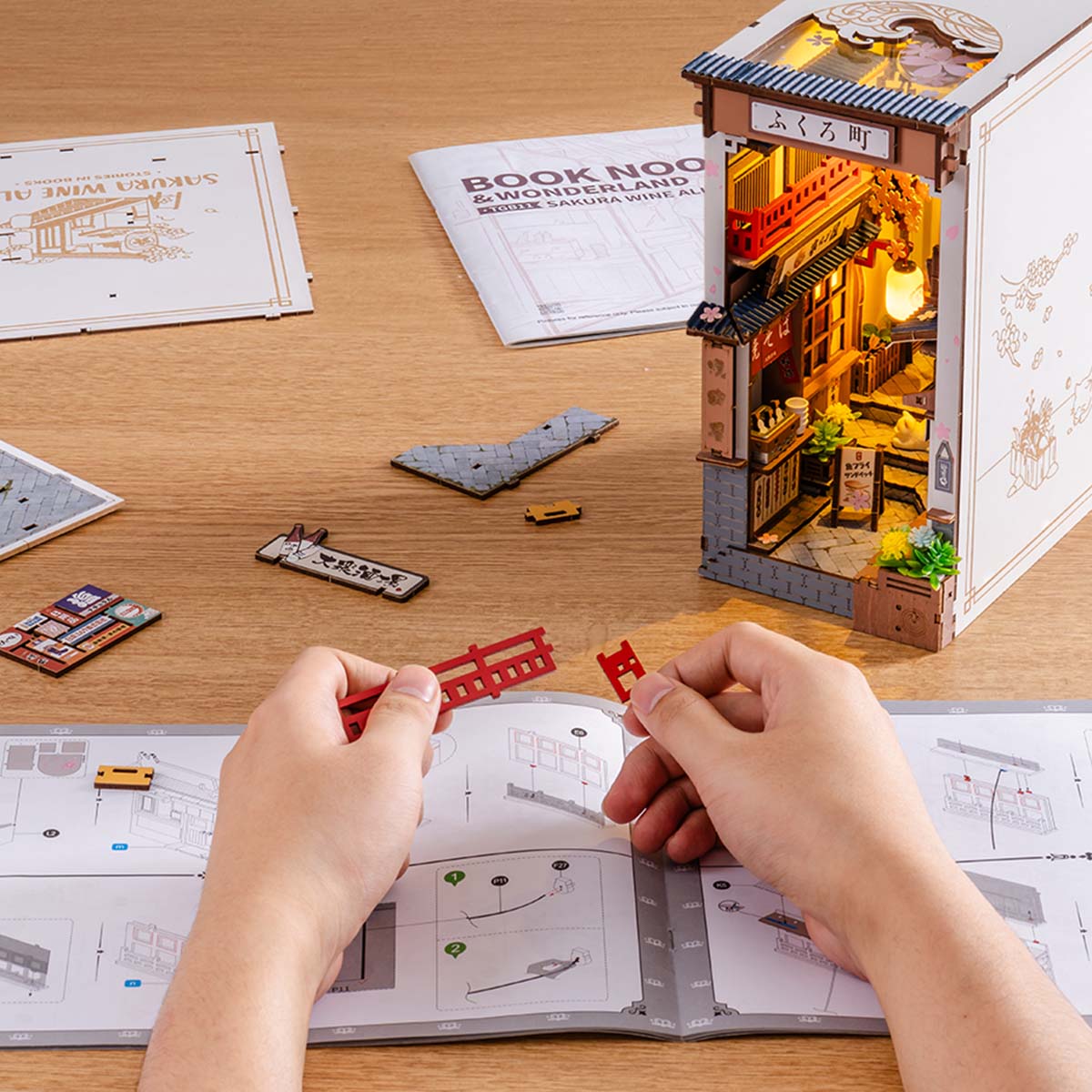 Rolife Sakura Wine Alley DIY Book Nook Shelf Insert TGB11