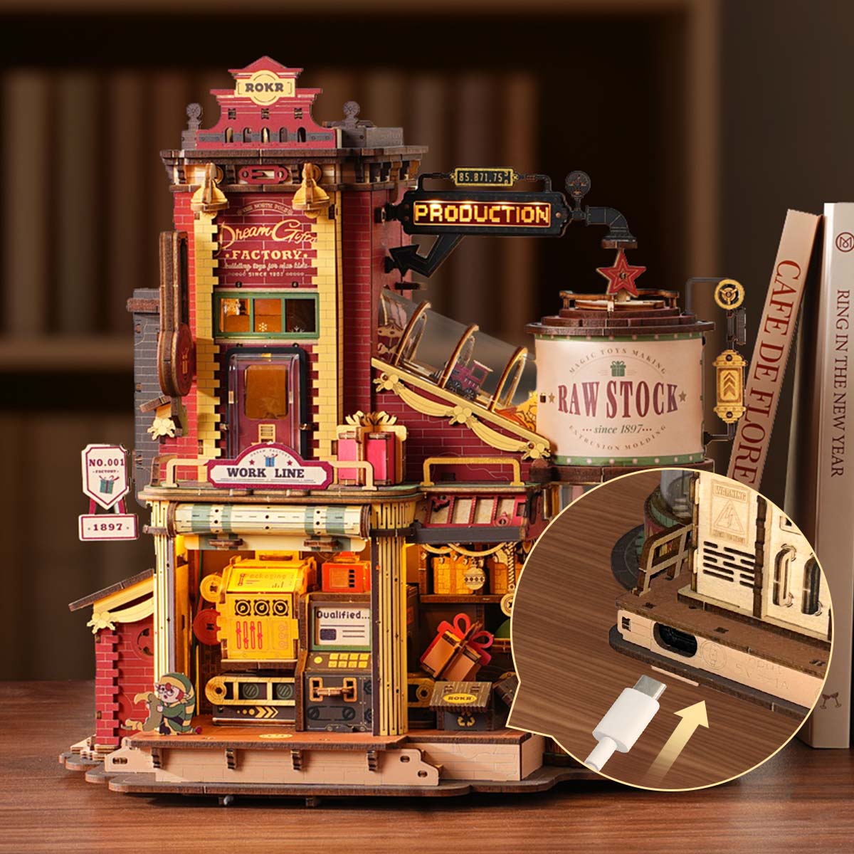 ROKR Christmas Dream Gift Factory Wooden Music Box EAB01