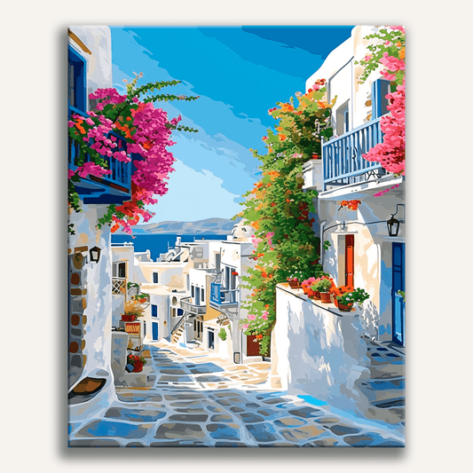 This image showcases a picturesque coastal town scene.