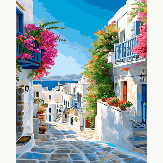 This image showcases a picturesque coastal town scene.